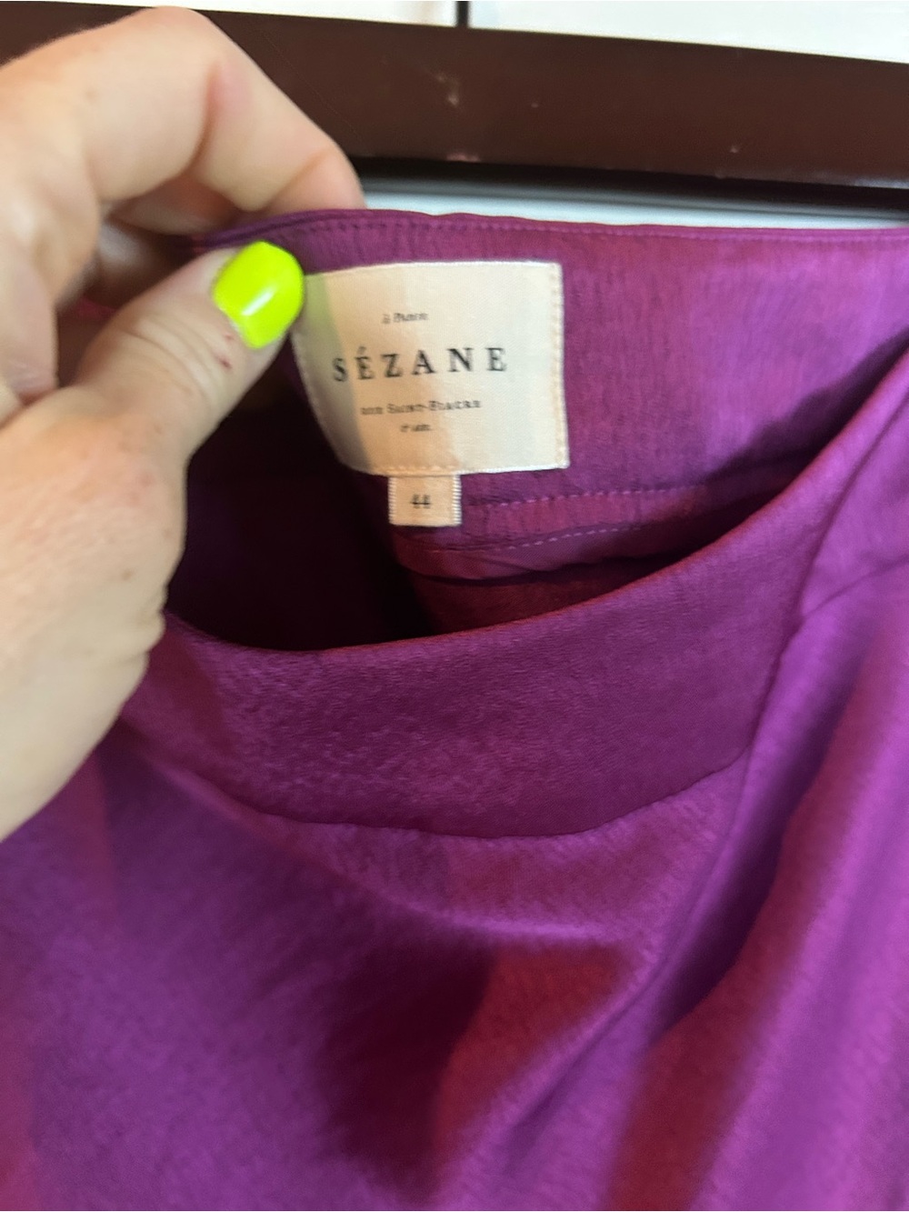 Sézane Silk A-Line Midi Skirt in Deep Magenta - Picture 4 of 9